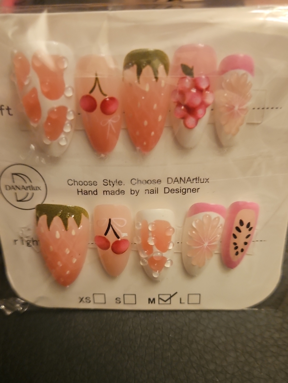 Pink Fruit-Themed Press-On Nail Set